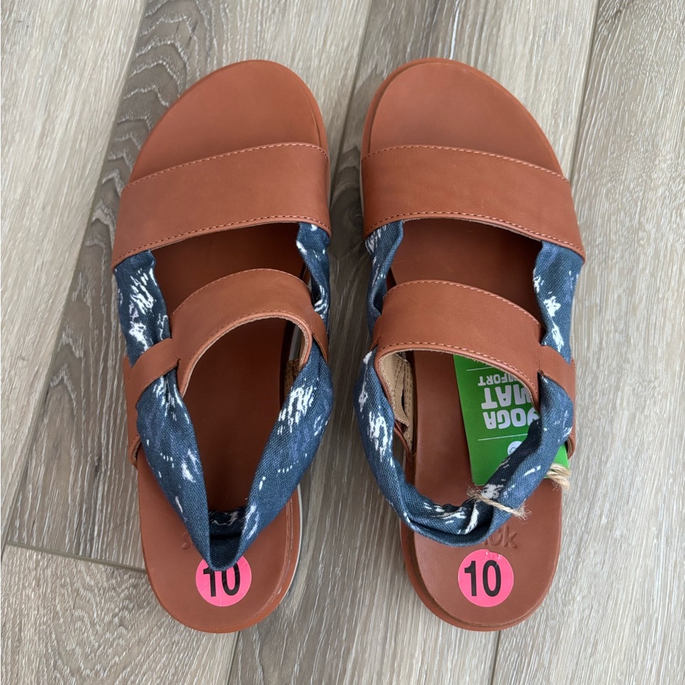Sanuk Cosmic Sutra Sling Print Leather Sandals Women’s Size 10 NWT